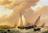 Johannes Hermanus Koekkoek Canvas Paintings - Sailing In Choppy Waters (1 of 2)